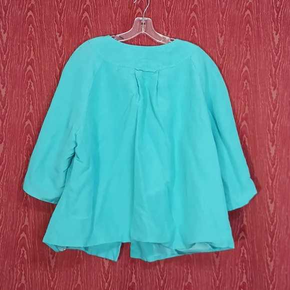 LEVINE CLASSIC 2 Piece Teal 3/4 Sleeve Collarless Button Skirt Suit Womes 20W/30 - Picture 5 of 16